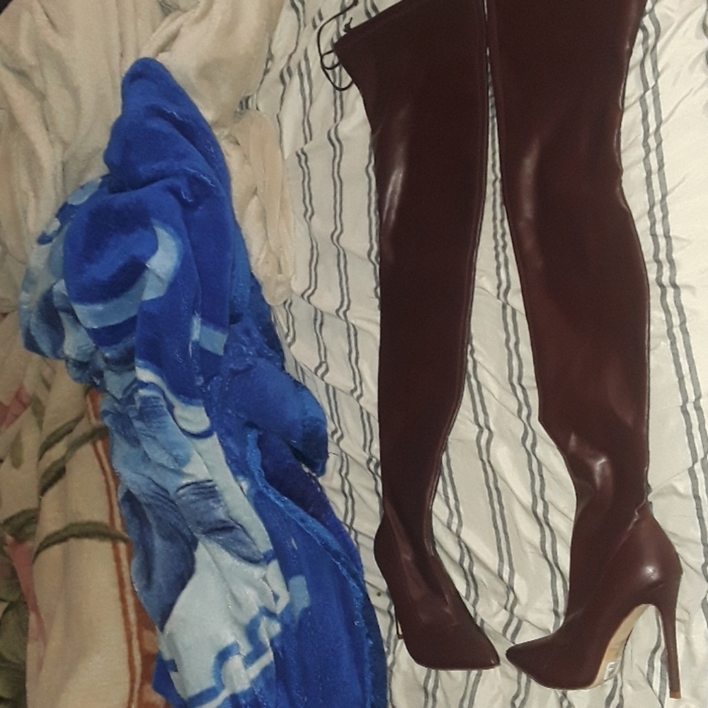 Burgandy Thigh high boots